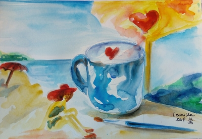 The Sea In My Cup Of Coffee, Amazing Poem of Monica inspired by art of Leonida Arte,